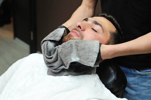 hot towel service at barber shop
